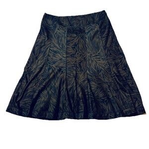 Ann Taylor Women's Size 8 Leaf Pattern Cotton A-line Skirt Black Brown Lined